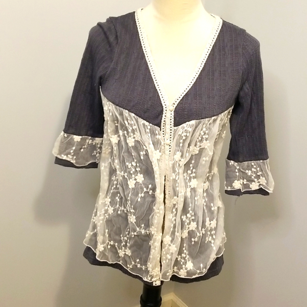 Vera Moda elegant lace and Jersey sweater top small